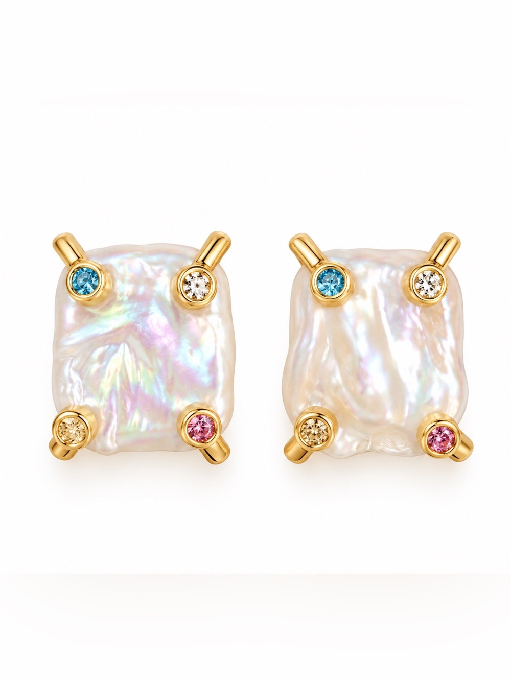 Handmade Baroque Pearl Gold-Tone Stud Earrings